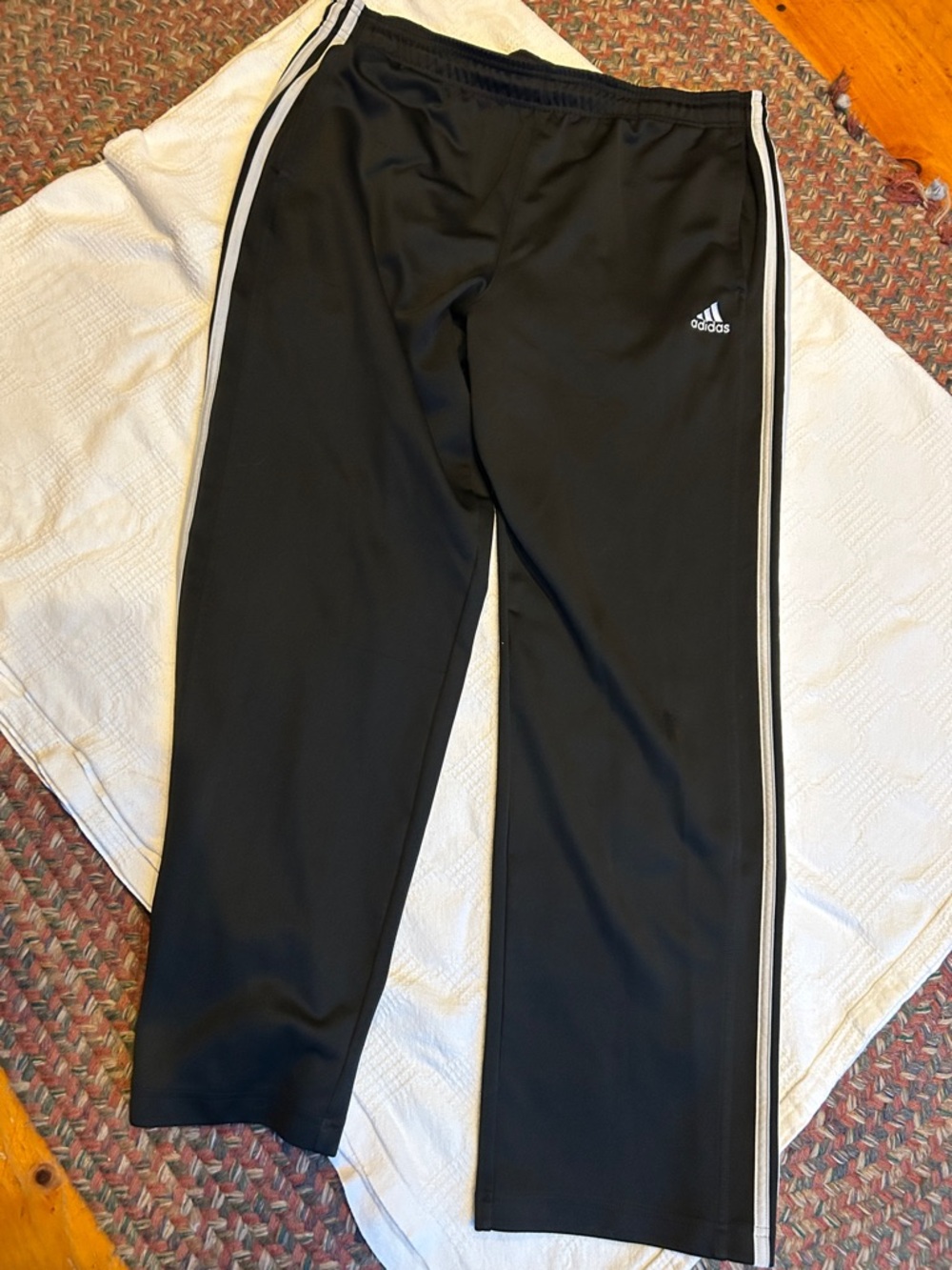adidas Black Joggers with White Side Stripes